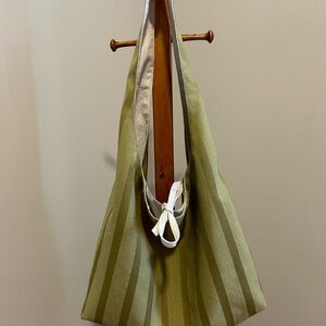 Green Striped Tote Bag